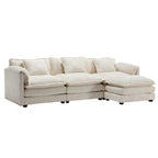 Canapé d'angle 4 places beige 112.2 en tissu bouclé moderne avec coussins amovibles et accoudoirs détachables