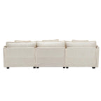 Canapé d'angle 4 places beige 112.2 en tissu bouclé moderne avec coussins amovibles et accoudoirs détachables