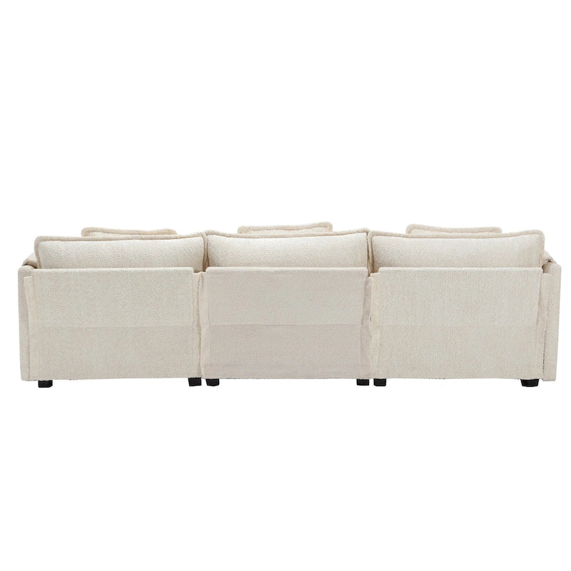 Canapé d'angle 4 places beige 112.2 en tissu bouclé moderne avec coussins amovibles et accoudoirs détachables