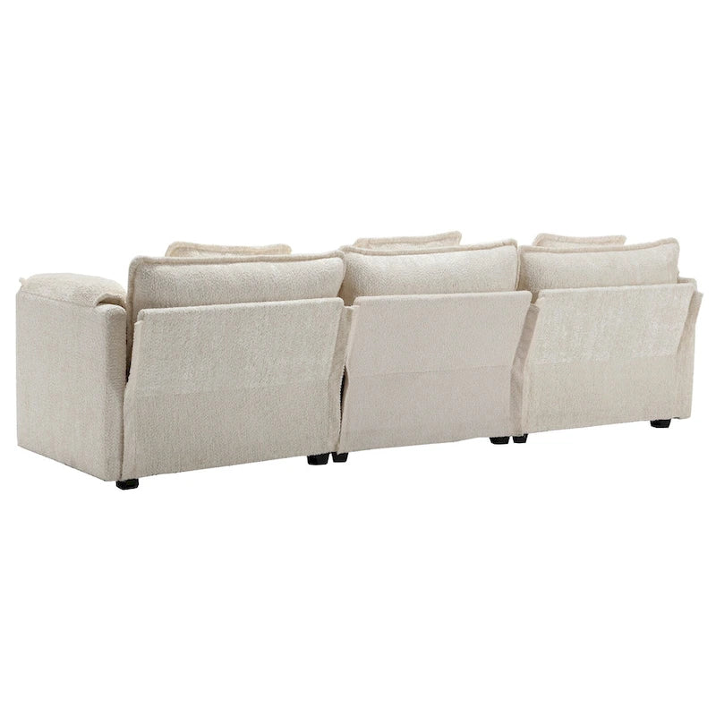 Canapé d'angle 4 places beige 112.2 en tissu bouclé moderne avec coussins amovibles et accoudoirs détachables