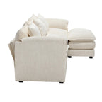 Canapé d'angle 4 places beige 112.2 en tissu bouclé moderne avec coussins amovibles et accoudoirs détachables