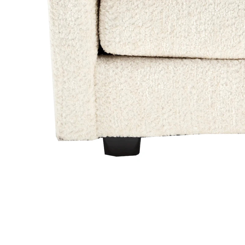 Canapé d'angle 4 places beige 112.2 en tissu bouclé moderne avec coussins amovibles et accoudoirs détachables