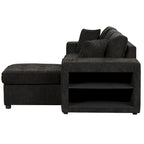 Canapé convertible 3 places en L de 104,5 po gris anthracite avec lit gigogne, méridienne de rangement et 2 poufs pour salon
