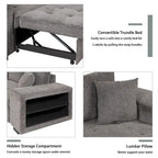Canapé convertible 3 places en L de 104,5 po gris anthracite avec lit gigogne, méridienne de rangement et 2 poufs pour salon