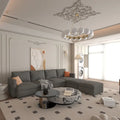 Canapé d'angle modulable 4 places en U gris 123 avec poufs de rangement, facile à monter et à transporter