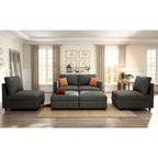 Canapé d'angle modulable 4 places en U gris 123 avec poufs de rangement, facile à monter et à transporter