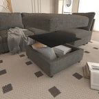 Canapé d'angle modulable 4 places en U gris 123 avec poufs de rangement, facile à monter et à transporter