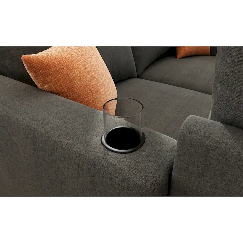 Canapé d'angle modulable 4 places en U gris 123 avec poufs de rangement, facile à monter et à transporter