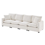 Canapé sectionnel modulaire chenille 4 places blanc 84 avec coussins amovibles et 2 oreillers, parfait pour les petits espaces