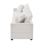 Canapé sectionnel modulaire chenille 4 places blanc 84 avec coussins amovibles et 2 oreillers, parfait pour les petits espaces