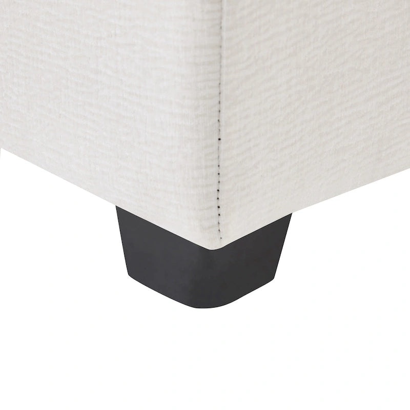 Canapé sectionnel modulaire chenille 4 places blanc 84 avec coussins amovibles et 2 oreillers, parfait pour les petits espaces
