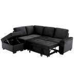 Canapé d'angle convertible 5 places en L 84,75 po avec pouf de rangement, rangement de bras dissimulé et chargement USB pour salon