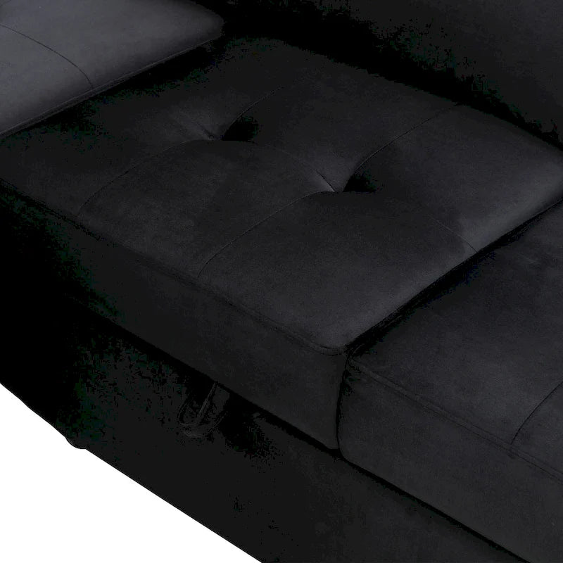 Canapé d'angle convertible 5 places en L 84,75 po avec pouf de rangement, rangement de bras dissimulé et chargement USB pour salon