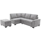 Canapé d'angle convertible 5 places en L 84,75 po avec pouf de rangement, rangement de bras dissimulé et chargement USB pour salon