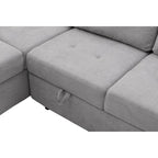 Canapé d'angle convertible 5 places en L 84,75 po avec pouf de rangement, rangement de bras dissimulé et chargement USB pour salon