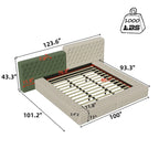 Lit plateforme rembourré de forme spéciale King avec rangement