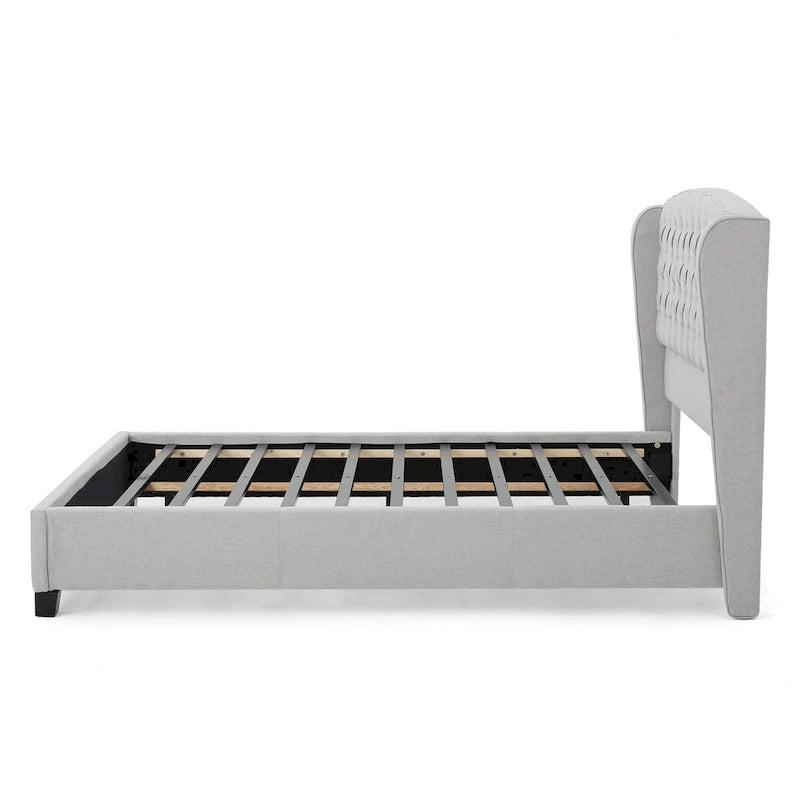 Lit plateforme moderne capitonné de taille King avec tête de lit capitonnée