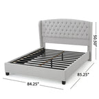 Lit plateforme moderne capitonné de taille King avec tête de lit capitonnée