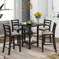 Ensemble de table à manger en bois de 5 pièces à hauteur de comptoir avec 4 chaises et rangement
