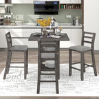 Ensemble de table à manger en bois de 5 pièces à hauteur de comptoir avec 4 chaises et rangement