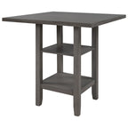 Ensemble de table à manger en bois de 5 pièces à hauteur de comptoir avec 4 chaises et rangement