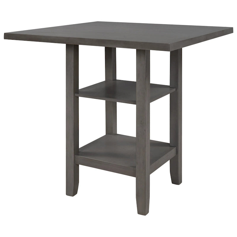 Ensemble de table à manger en bois de 5 pièces à hauteur de comptoir avec 4 chaises et rangement
