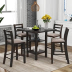 Ensemble de table à manger en bois de 5 pièces à hauteur de comptoir avec 4 chaises et rangement