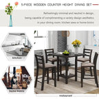 Ensemble de table à manger en bois de 5 pièces à hauteur de comptoir avec 4 chaises et rangement