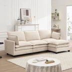 Canapé d'angle en velours 102 po avec pouf et oreillers lombaires