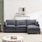 Canapé d'angle en velours 102 po avec pouf et oreillers lombaires
