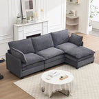 Canapé d'angle en velours 102 po avec pouf et oreillers lombaires