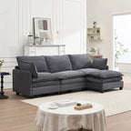 Canapé d'angle en velours 102 po avec pouf et oreillers lombaires