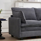 Canapé d'angle en velours 102 po avec pouf et oreillers lombaires