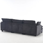 Canapé d'angle en velours 102 po avec pouf et oreillers lombaires