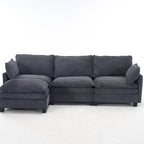 Canapé d'angle en velours 102 po avec pouf et oreillers lombaires