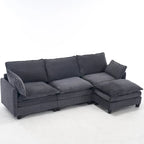 Canapé d'angle en velours 102 po avec pouf et oreillers lombaires