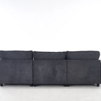 Canapé d'angle en velours 102 po avec pouf et oreillers lombaires