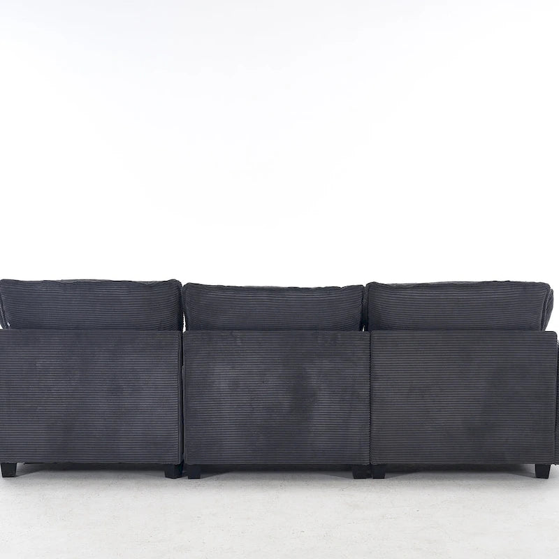 Canapé d'angle en velours 102 po avec pouf et oreillers lombaires