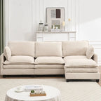 Canapé d'angle en velours 102 po avec pouf et oreillers lombaires