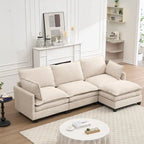 Canapé d'angle en velours 102 po avec pouf et oreillers lombaires