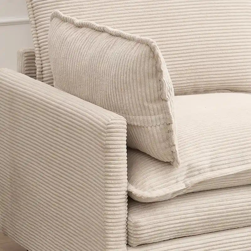 Canapé d'angle en velours 102 po avec pouf et oreillers lombaires