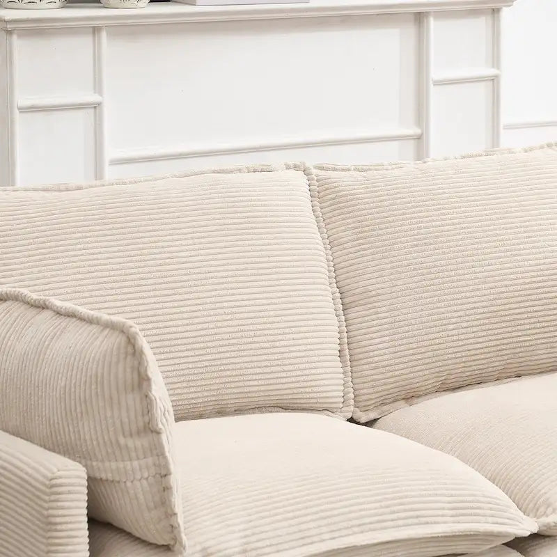 Canapé d'angle en velours 102 po avec pouf et oreillers lombaires