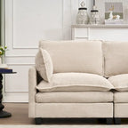 Canapé d'angle en velours 102 po avec pouf et oreillers lombaires