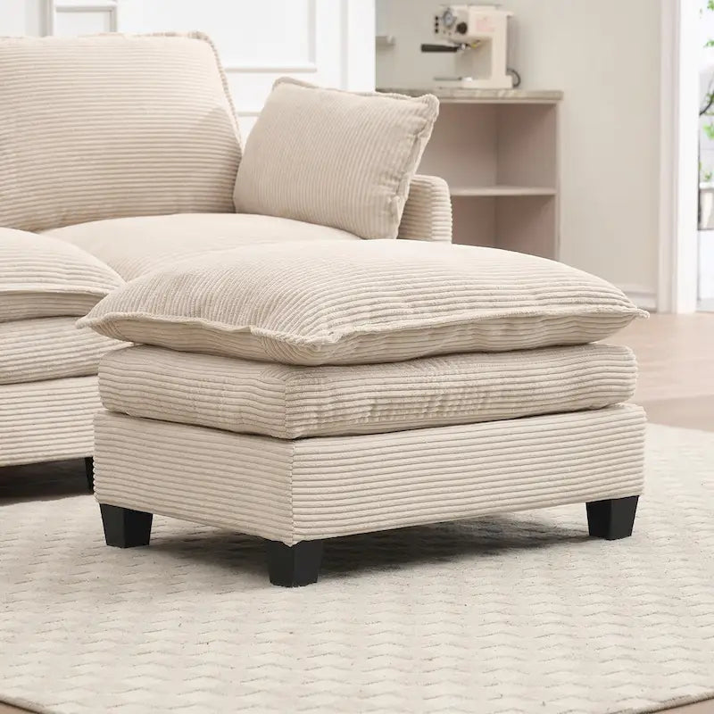 Canapé d'angle en velours 102 po avec pouf et oreillers lombaires