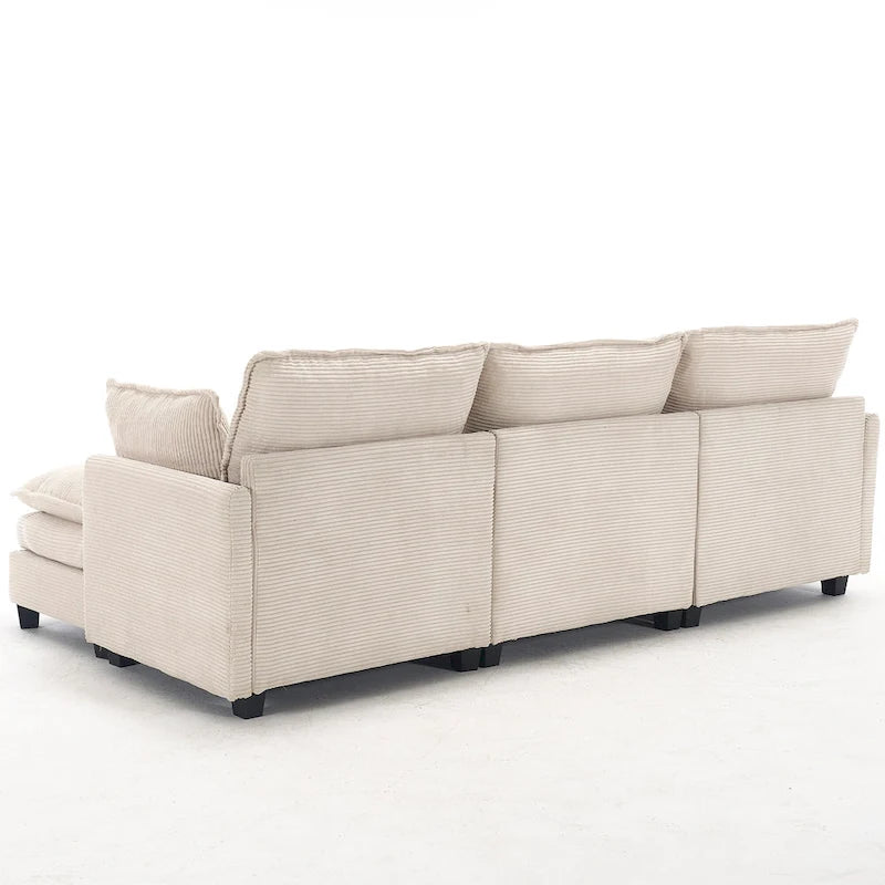 Canapé d'angle en velours 102 po avec pouf et oreillers lombaires