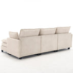 Canapé d'angle en velours 102 po avec pouf et oreillers lombaires
