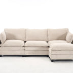 Canapé d'angle en velours 102 po avec pouf et oreillers lombaires