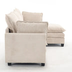 Canapé d'angle en velours 102 po avec pouf et oreillers lombaires