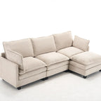 Canapé d'angle en velours 102 po avec pouf et oreillers lombaires