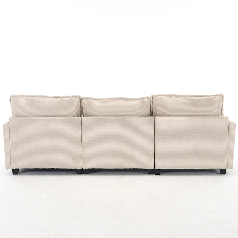Canapé d'angle en velours 102 po avec pouf et oreillers lombaires